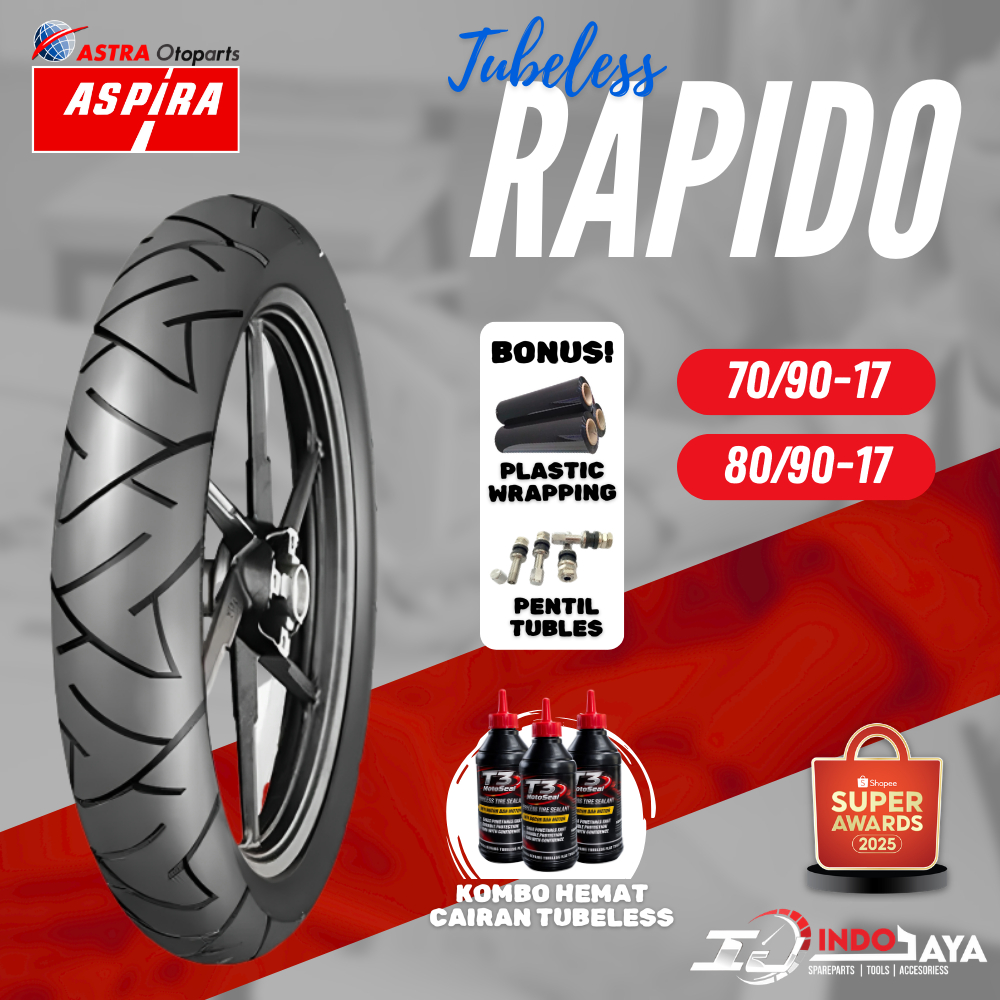 [BAYAR DI TEMPAT] BAN ASPIRA TUBELESS (70/90-17 - 80/90-17) BAN TUBLES ASPIRA MAXIO RAPIDO RING 17 /