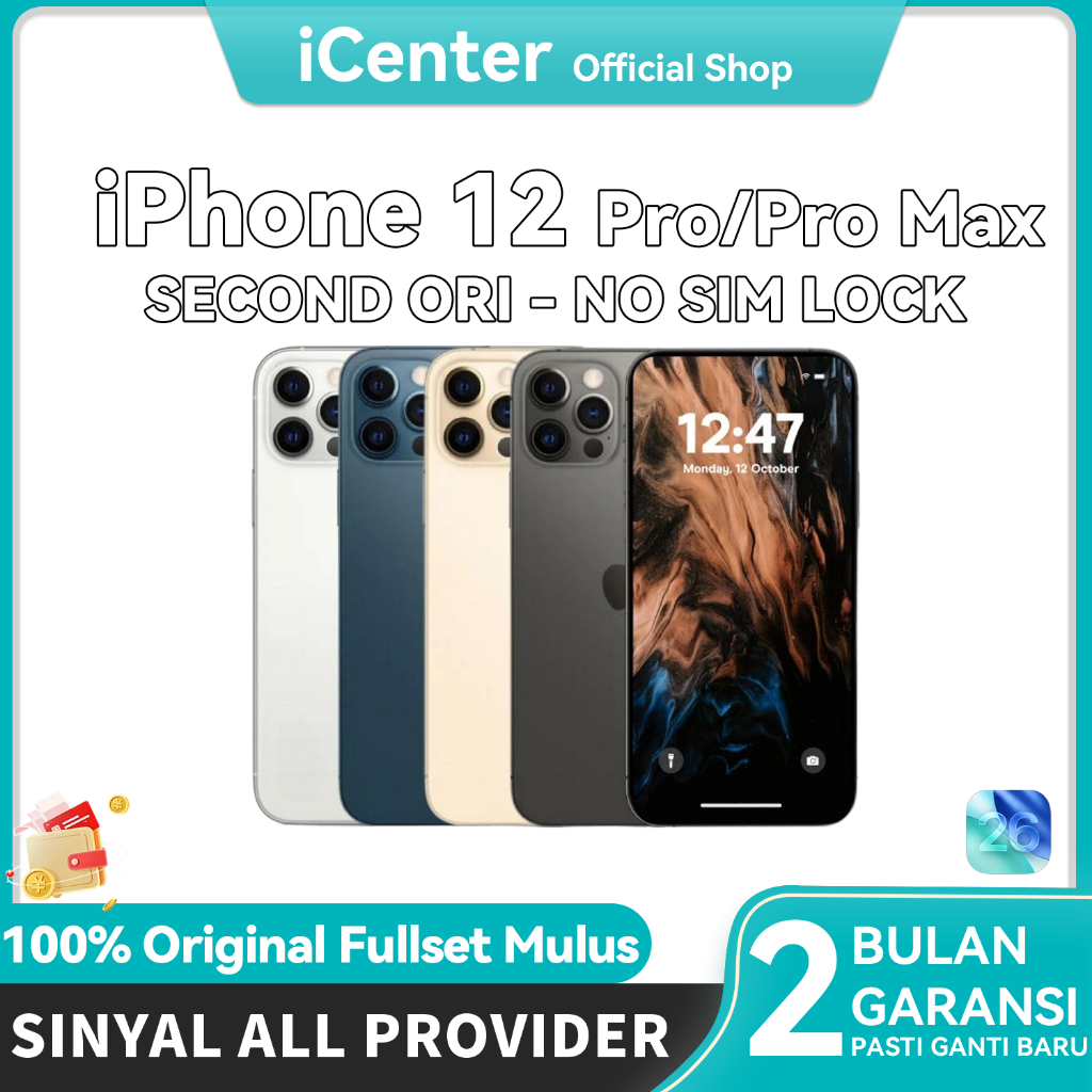 iPhone 12 Pro Max 12 Pro 128GB 256GB Second Fullset Original LCD Ori No Refurb Mulus 99% Like New In