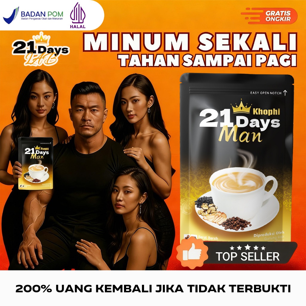 Original 21Days Man Coffee - Ginseng Coffee Stamina for Adult Men, Strong and Long Lasting Without S