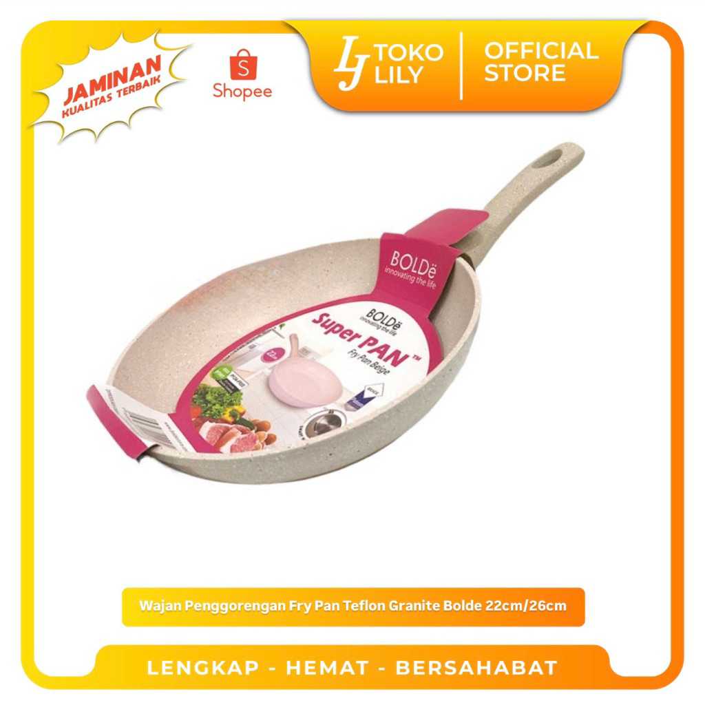 Wajan Penggorengan Fry Pan Teflon Super Pan Granite Bolde 22cm/26cm