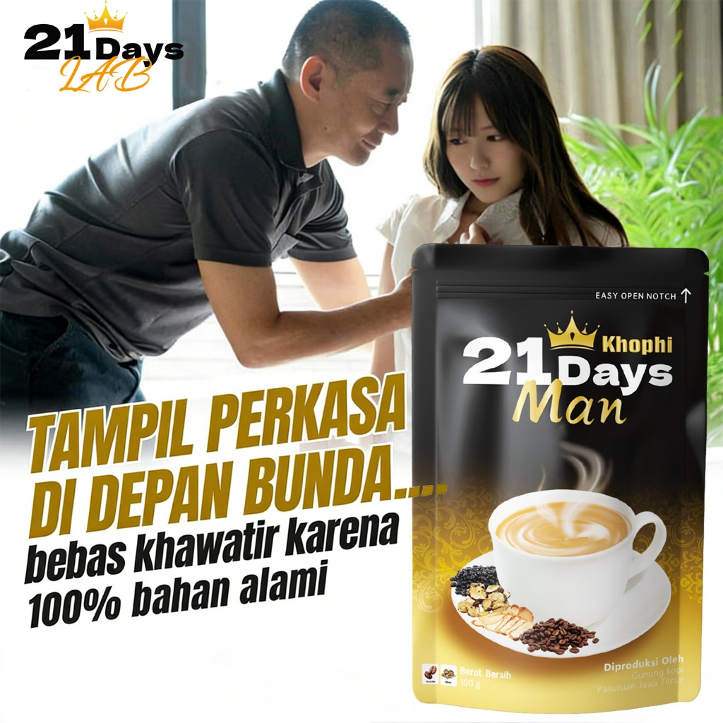 Original 21Days Man Coffee - Ginseng Coffee Stamina for Adult Men, Strong and Long Lasting Without S