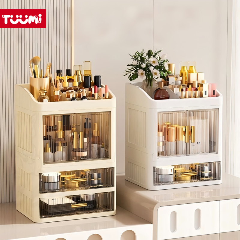 TUUMi Rak Meja Kosmetik Premium | Rak Organizer Make Up Storage Makeup Transparan | Rak Penyimpanan 