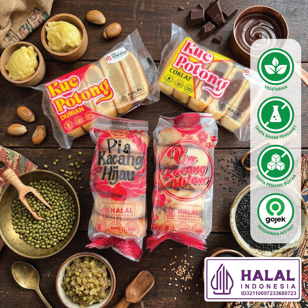 Paket Pia Vegetarian PHING SIANG Pia Kacang Hitam, Pia Kacang Hijau, Kue Potong Coklat, Kue Potong D