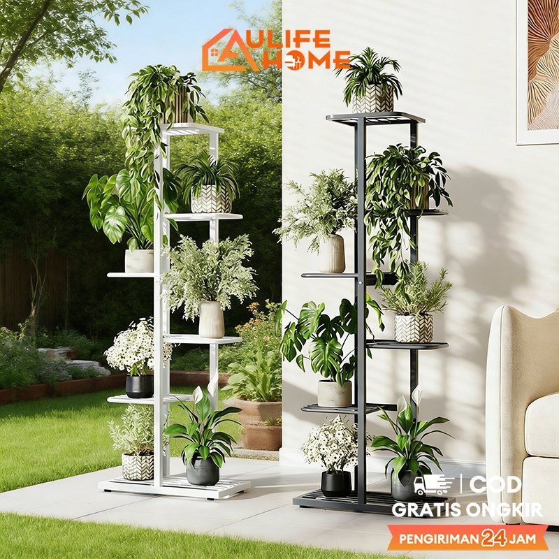 Rak Bunga Besi Outdoor Rak Susun Penyimpanan Pot Bunga Rak Bunga Besi Standing Pot Susun