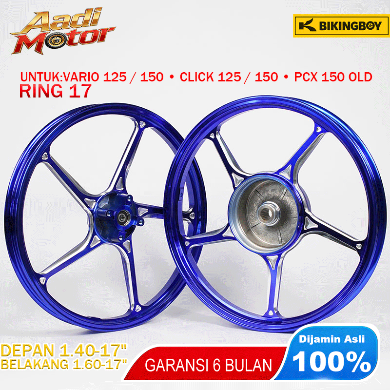 Bikingboy Velg PALANG AK 55 CNC Ring 17 Ukuran Honda Click Vario 125 LED Gen1/Gen2/Kzr/New/Old Vario