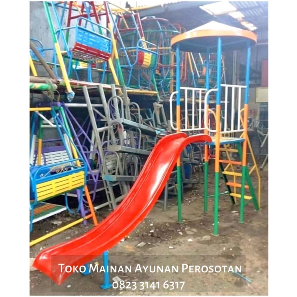 Mainan Perosotan Set Ayunan - Mainan Prosotan Set Ayunan - Perosotan Spiral Besi - Prosotan Spiral B