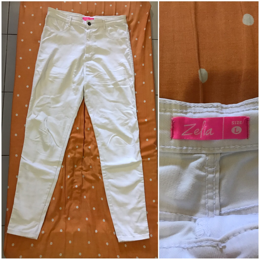 Celana Panjang Jeans Putih Merk: Zelia Asli.