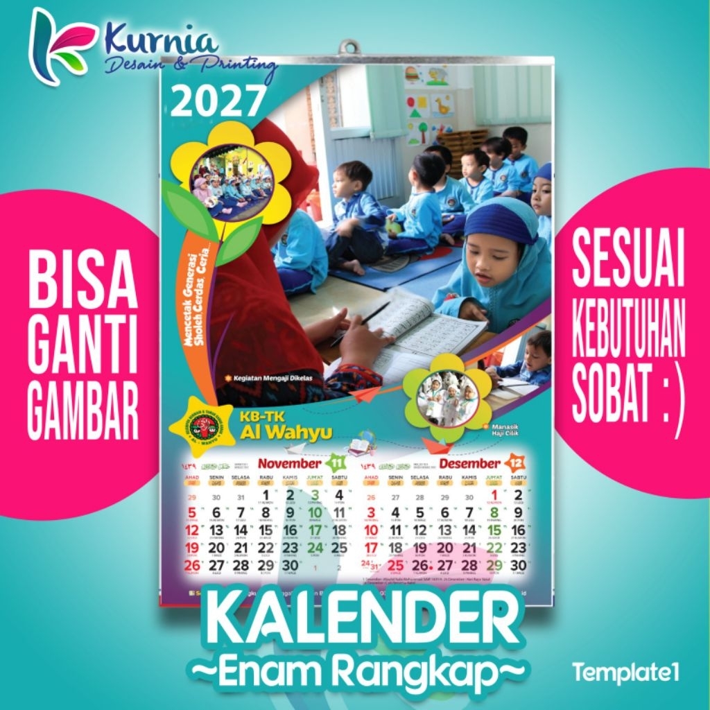 KALENDER MURAH 2027 ISI 6 LBR/KALENDER DINDING/KALENDER CUSTOM/KALENDER MURAH