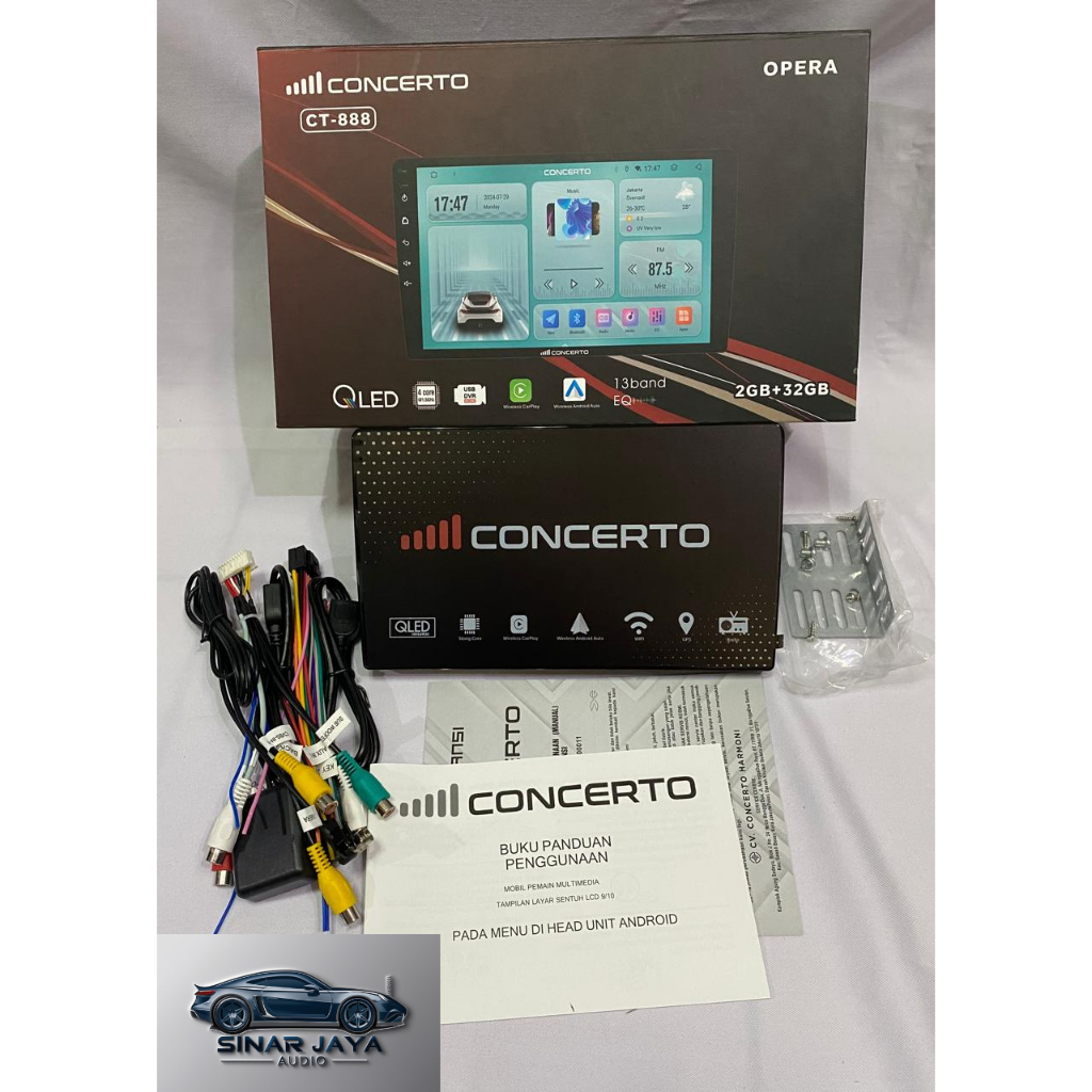 Head Unit Android 9 inch CONCERTO CT-888 ram 2/32gb