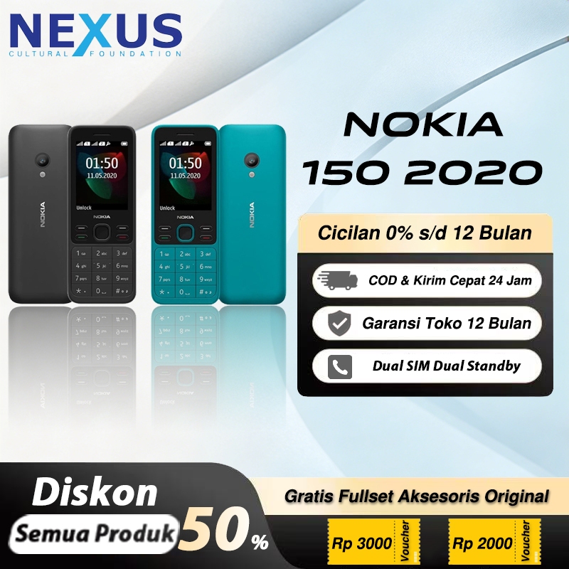 HP Nokia 150 2020 Dual SIM Layar 2.4" Kamera VGA MP3 Player Baru Fullset Garansi Toko 1 Bulan