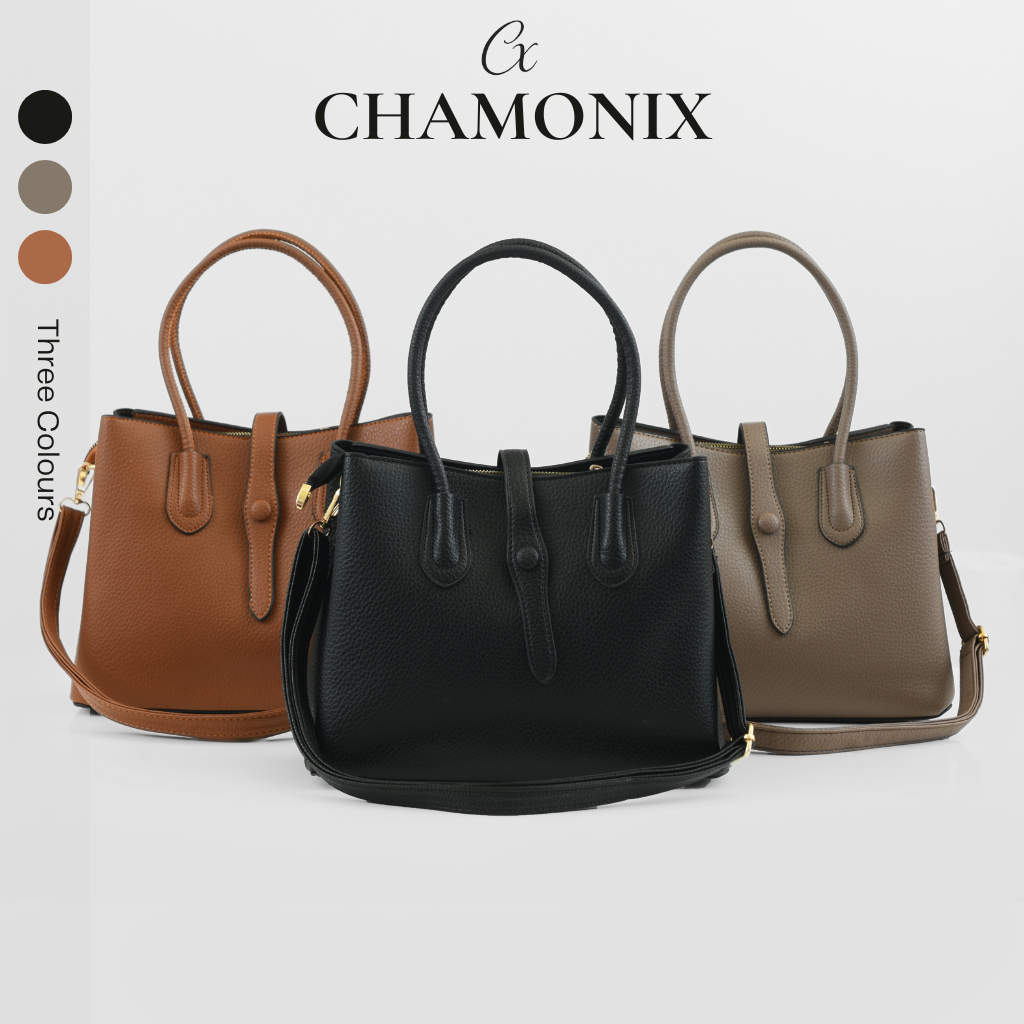 CHAMONIX Tas Wanita Aluna – Tote Bag Hitam Wanita Besar Muat Banyak | Tas Selempang Kantor & Kuliah 