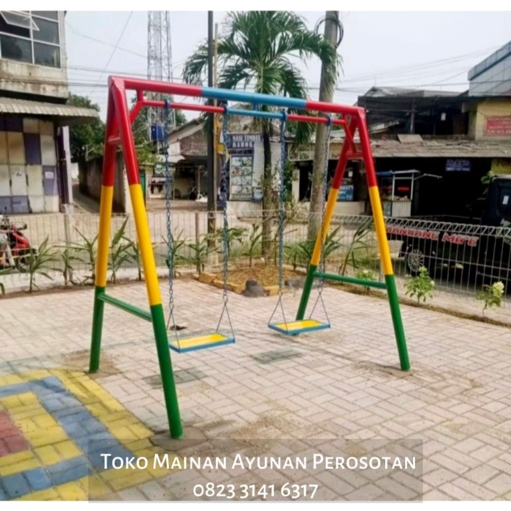 Ayunan Rantai Besi - Ayunan Taman - Ayunan Teras - Ayunan Outdoor Anak Tk Paud - Mainan Ayunan - Pla