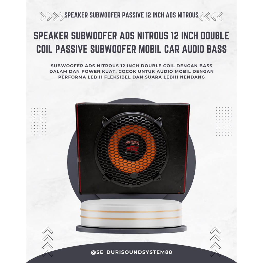 Speaker Subwoofer ADS Nitrous 12 Inch Double Coil Passive Subwoofer Mobil Car Audio Bass