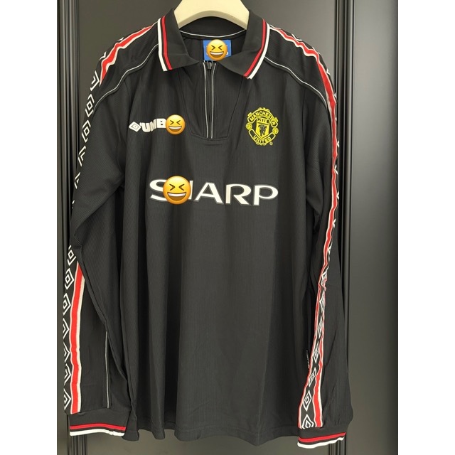 Jersey Bola Manchester United MU Retro Away 1998/1999 Black Long Sleeve