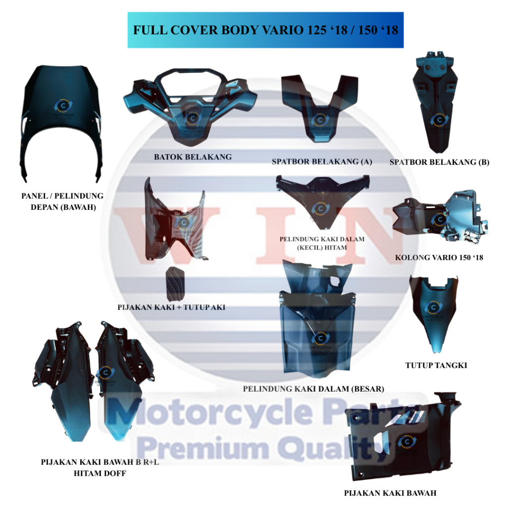 WIN Full Cover Body Bodi Kasar & Halus Vario 125/150 2018 (Keyless/LED New) Kualitas Premium Presisi