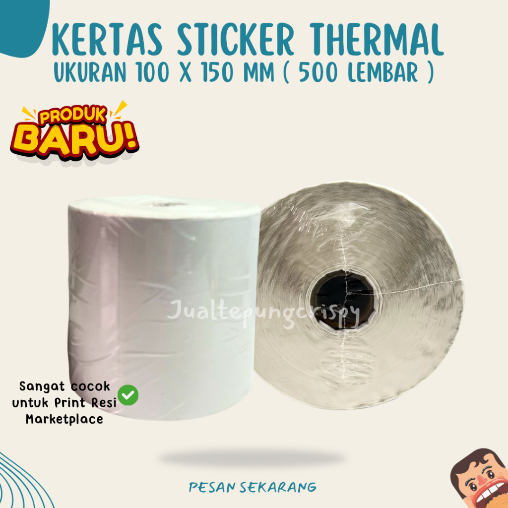 Kertas Stiker Thermal SNS Roll Ukuran 10x15cm (A6) isi 500 lembar