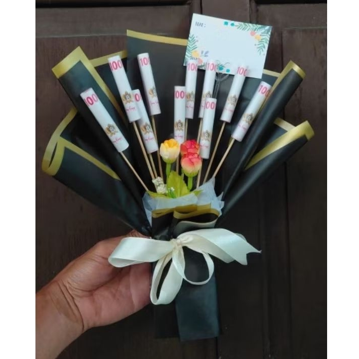 Buket Uang Mainan Bisa Juga di Ganti Sama Uang  Asli, Mini 10 Slot Ampau THR Lebaran Hampers 30 cm
