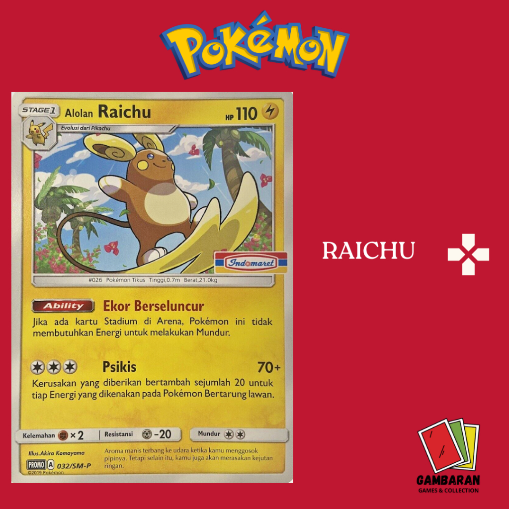 Raichu Promo Indomaret 032/SM-P Kartu Pokemon Indonesia TCG