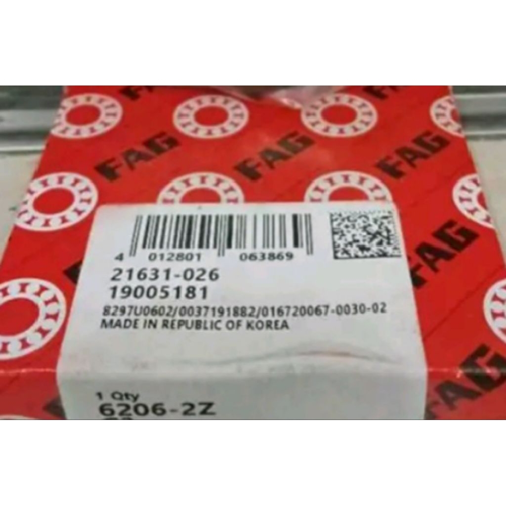BEARING 6206 ZZ FAG ORIGINAL