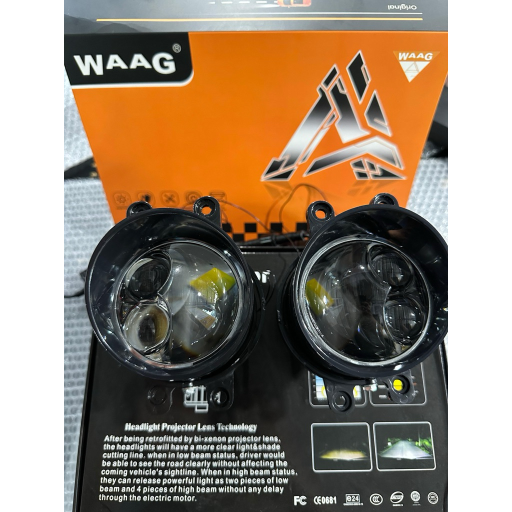 LAMPU LED WAAG - BILED FOGLAMP 3 INCH DOUBLE LASER 3 WARNA CLEAR LENS 70WATT