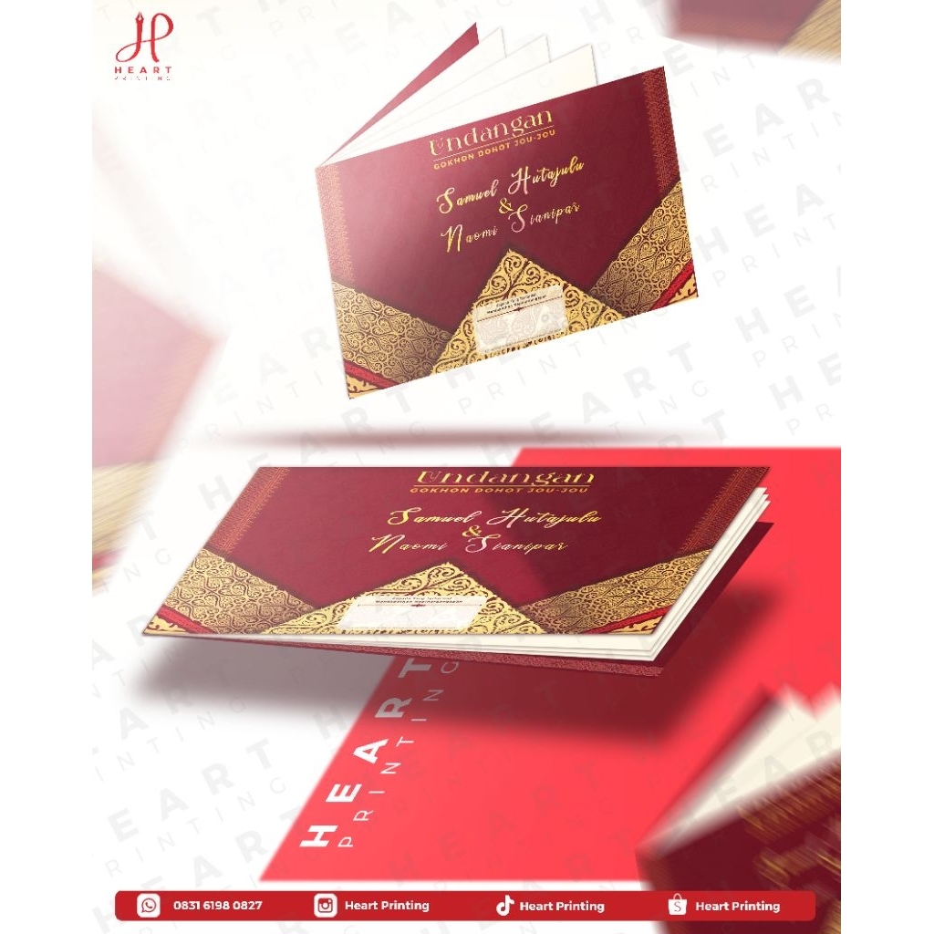 Undangan Pernikahan Batak Toba Custom – Hard Cover Premium | Heart Printing