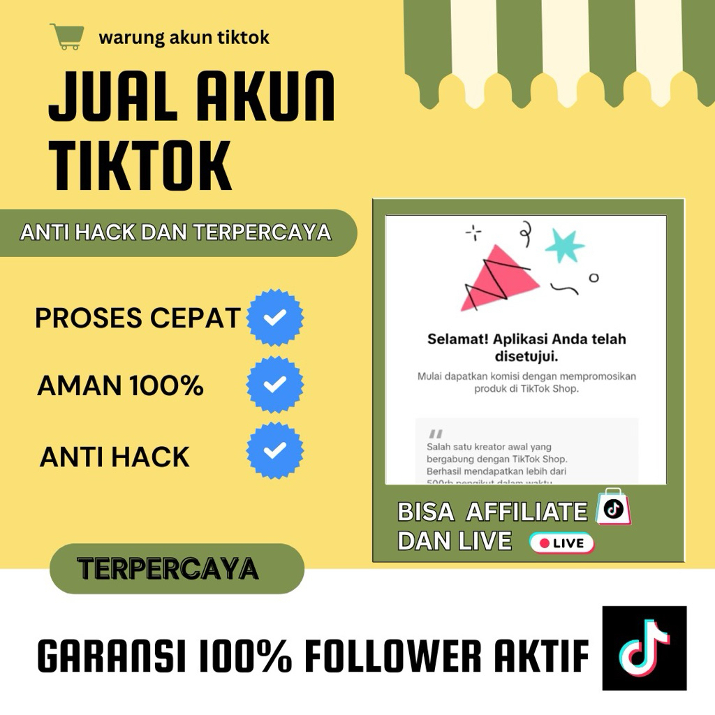 Akun TikTok Aman | Murah Bergaransi | bisa live