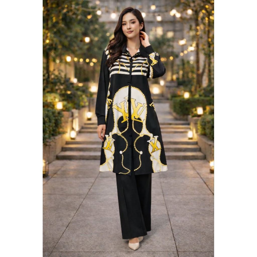 Setelan Long Tunik Bahan Scuba Import Premium