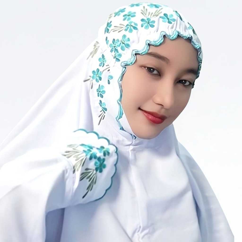 Mukena Terusan Bodir Bunga Jasmine | Katun Mikro Premium Hitam | Elegan & Mewah untuk Ibadah