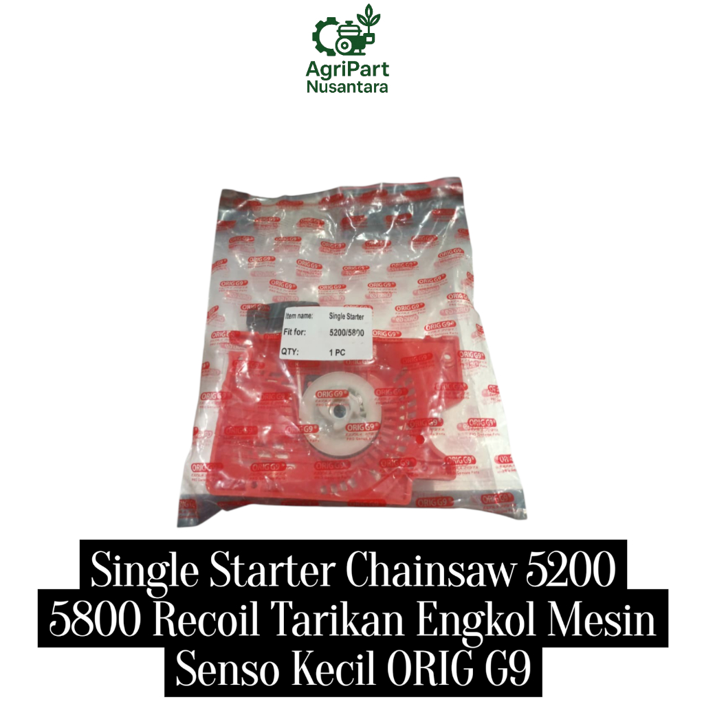 Single Starter Chainsaw 5200 5800 Recoil Tarikan Engkol Mesin Senso Kecil ORIG G9