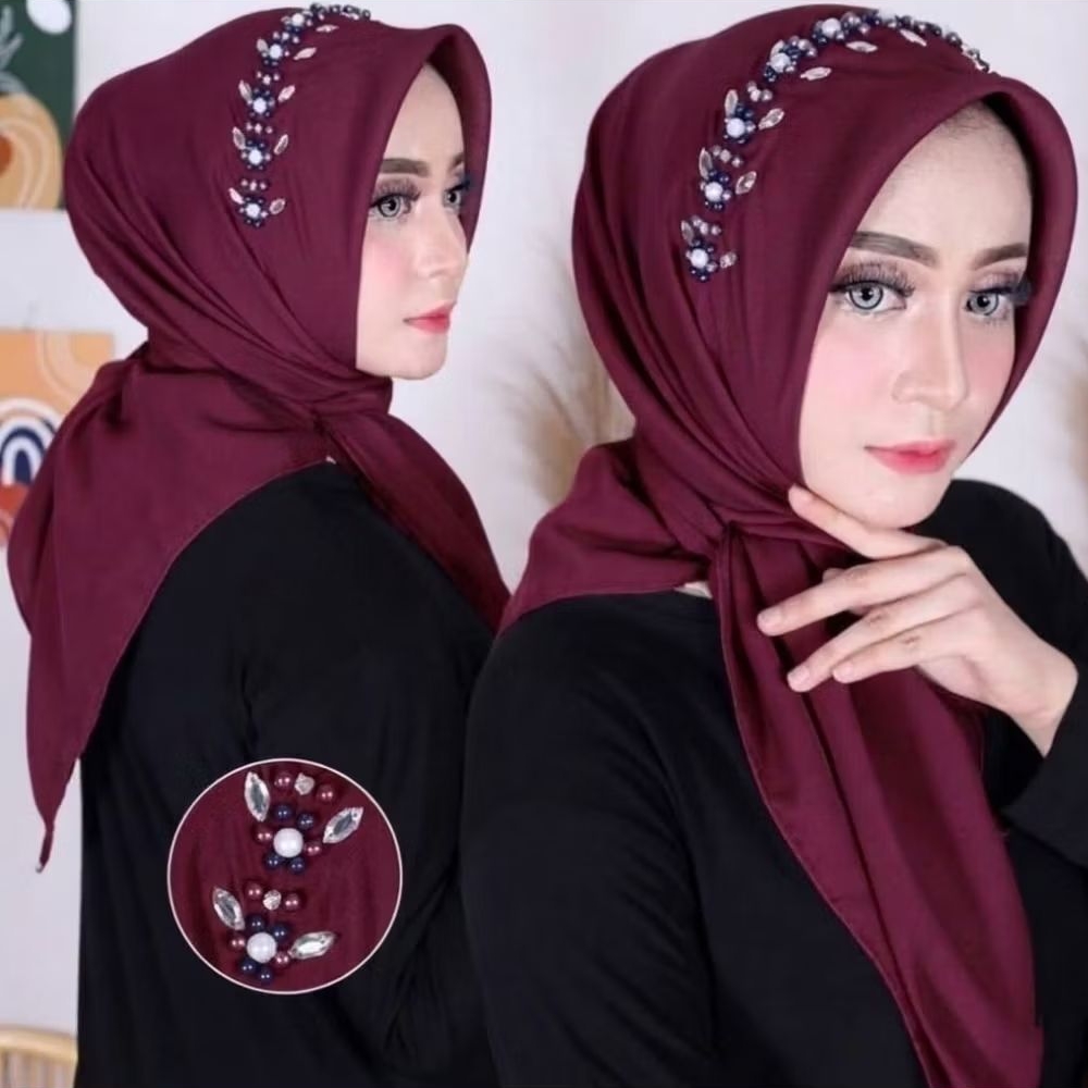 Kerudung Segi Empat Payet / Jilbab Segiempat Payet / Hijab Segiempat Mutiara / Hijab Segi Empat Paye