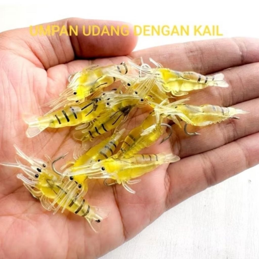Umpan Udang Tiruan Mirip Asli Softlure Bentuk Udang  Plus Kail Umpan Mancing Soft Shrimp Lure