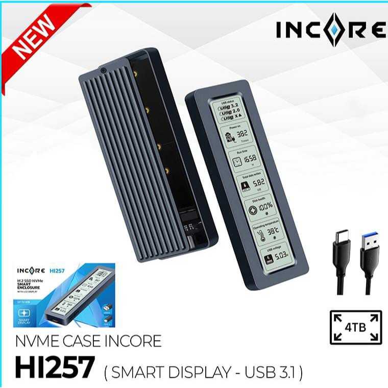 Case Nvme HI257 USB 3.1 Smart Display.m2 NVme SSD Case USB 3.2Gbps/M.2 SSD NVMe Case Enclosure USB3.