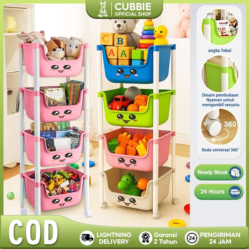 [Ready Stock] CUBBIE Rak Penyimpanan 4 Susun Rak Bertingkat Rak troli Rak Multifungsi Kuat Rak Kamar