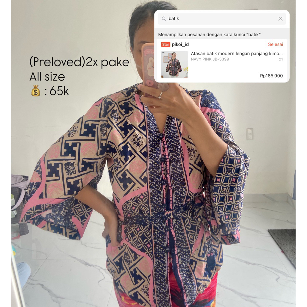 Atasan batik lengan panjang kimono