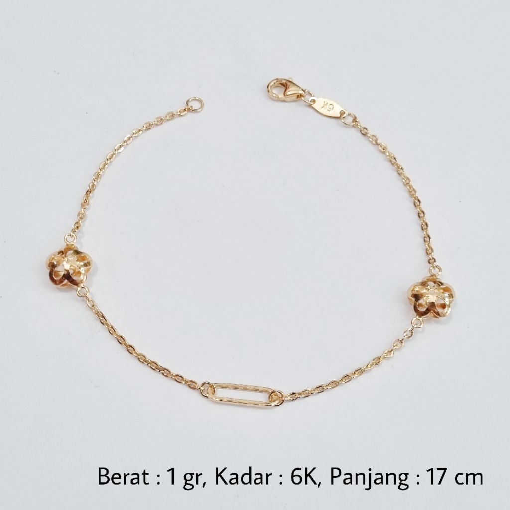 Gelang Rantai Emas Asli 6K UBS 1 Gram Model Bunga 17 cm - MA8