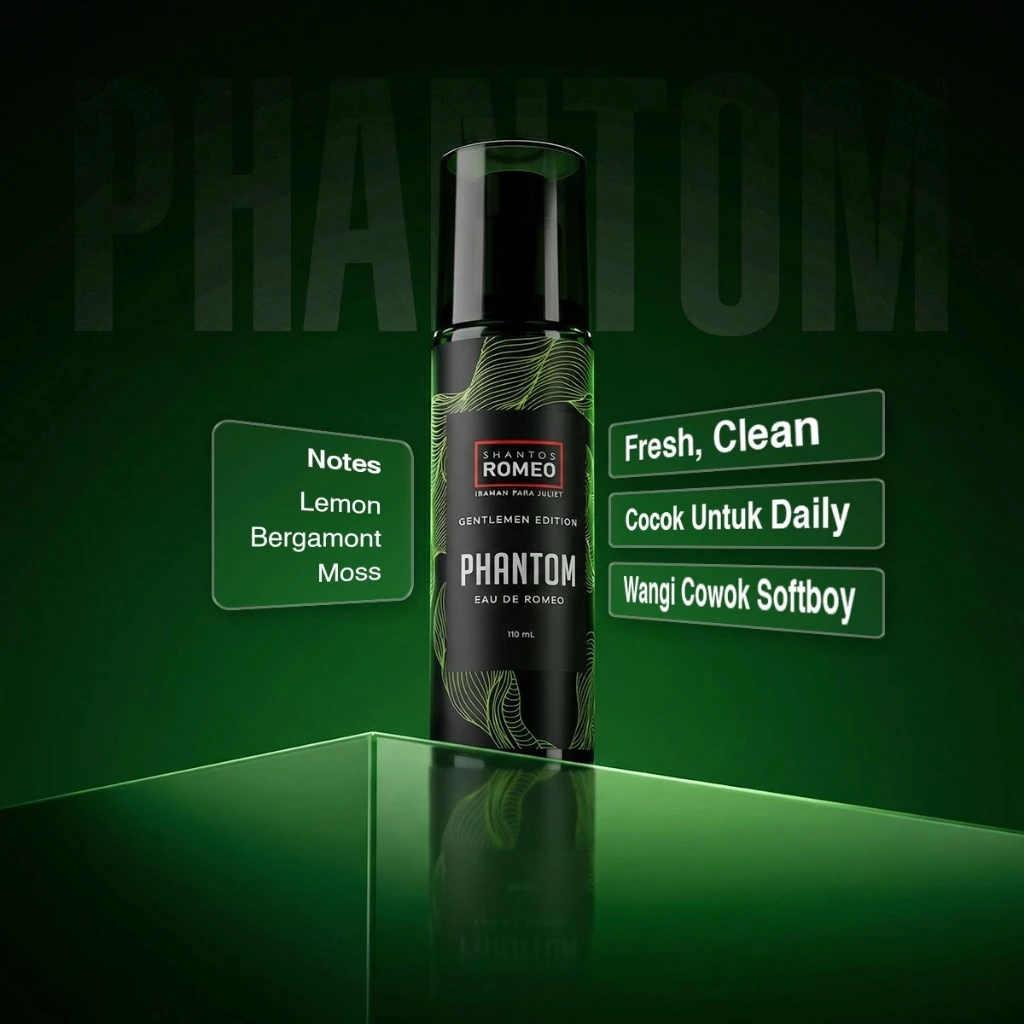 Shantos Romeo EDR Phantom 100ml - Eau de Romeo, Parfum Pria Tahan Lama