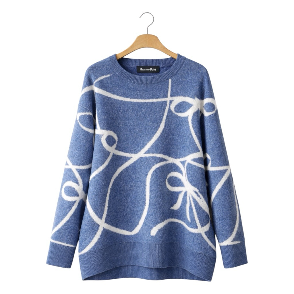 (Woman) Sweater Crewneck Wool Ribbon Massimo Dutti