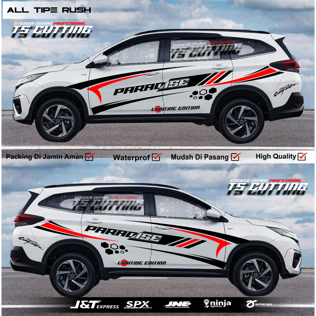 STICKER MOBIL RUSH GR SPORT CUTING STIKER PARADISE BODY MOBIL TERIOS RUSH