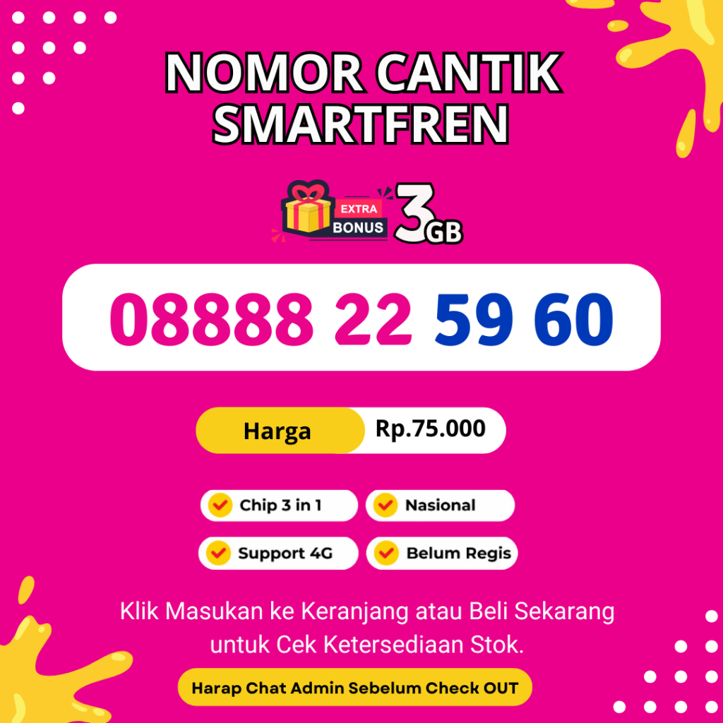 Nomor Cantik  Smartfren Seri Ratus Ribu Murah- Kartu Perdana Smartfren Support 4G LTE BONUS KUOTA 3G