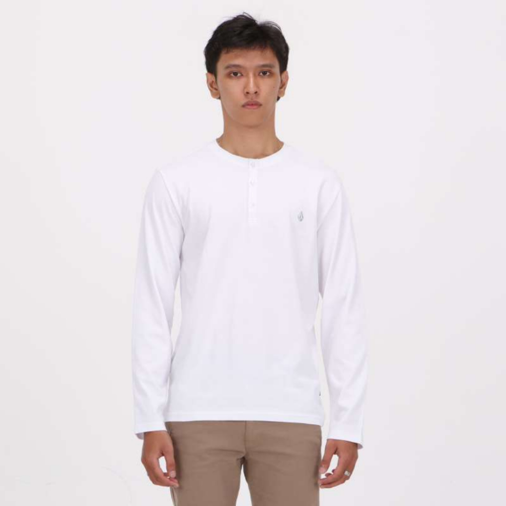Volcom Kaos Lengan Panjang MLS Moulder LS Henley White