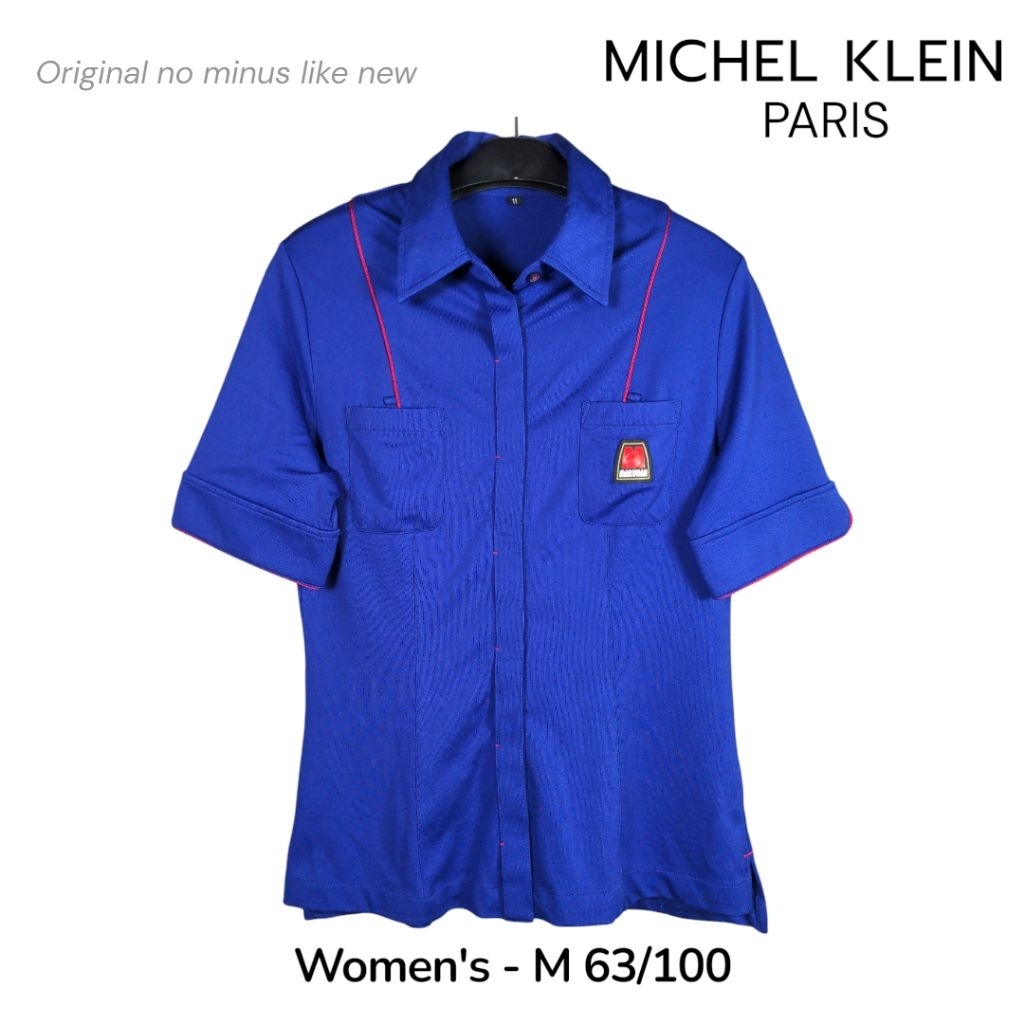 Michel Klein Paris Kaos Olahraga Berkerah Polo Cewek Size M Warna Biru