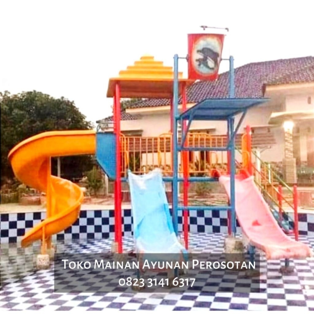 Waterboom Kolam Renang - Playground Kolam Renang - Perosotan Spiral Besi - Prosotan Spiral Besi - Pe