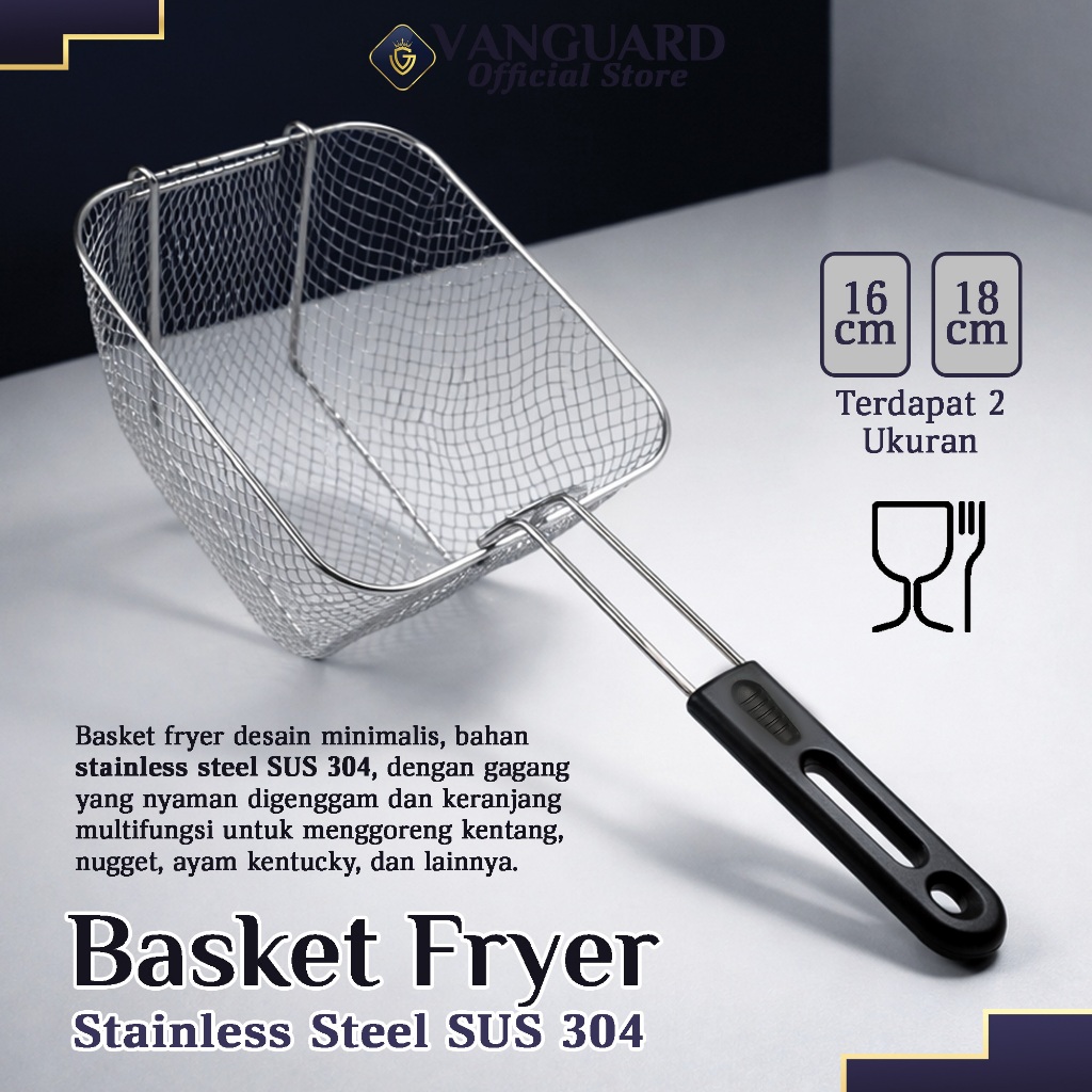 Basket Fryer Gorengan Peniris Minyak Panas Stainless Steel Ukuran Jumbo | Alat Masak Keranjang Pengg