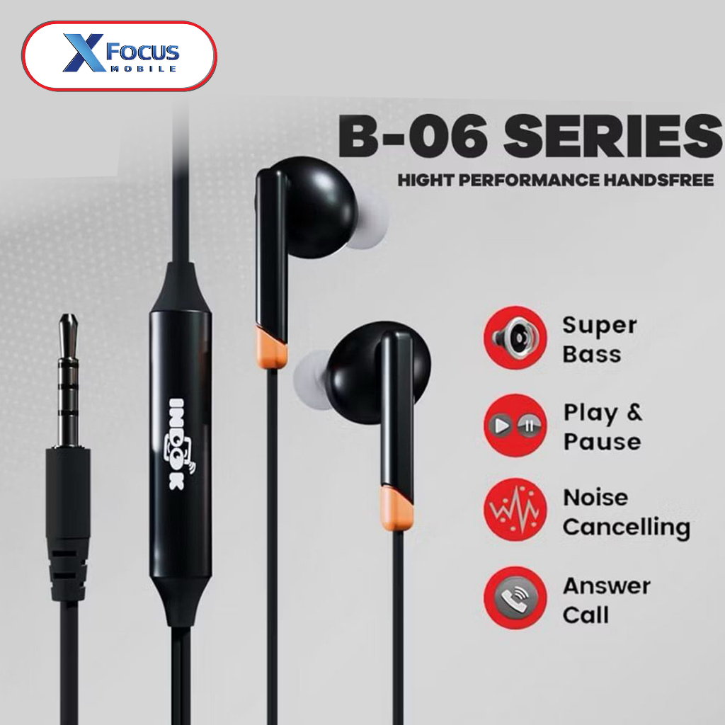 HEADSET INDOK B-06 SUPER BASS EARPHONE WITH MICROPHONE / KUALITAS BAIK