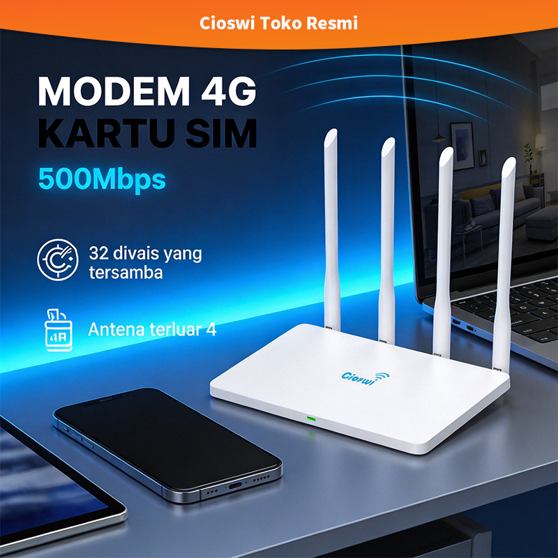 Cioswi 500Mbps Router Nirkabel 4G/5G Router Nirkabel LTE Modem Kartu SIM Card