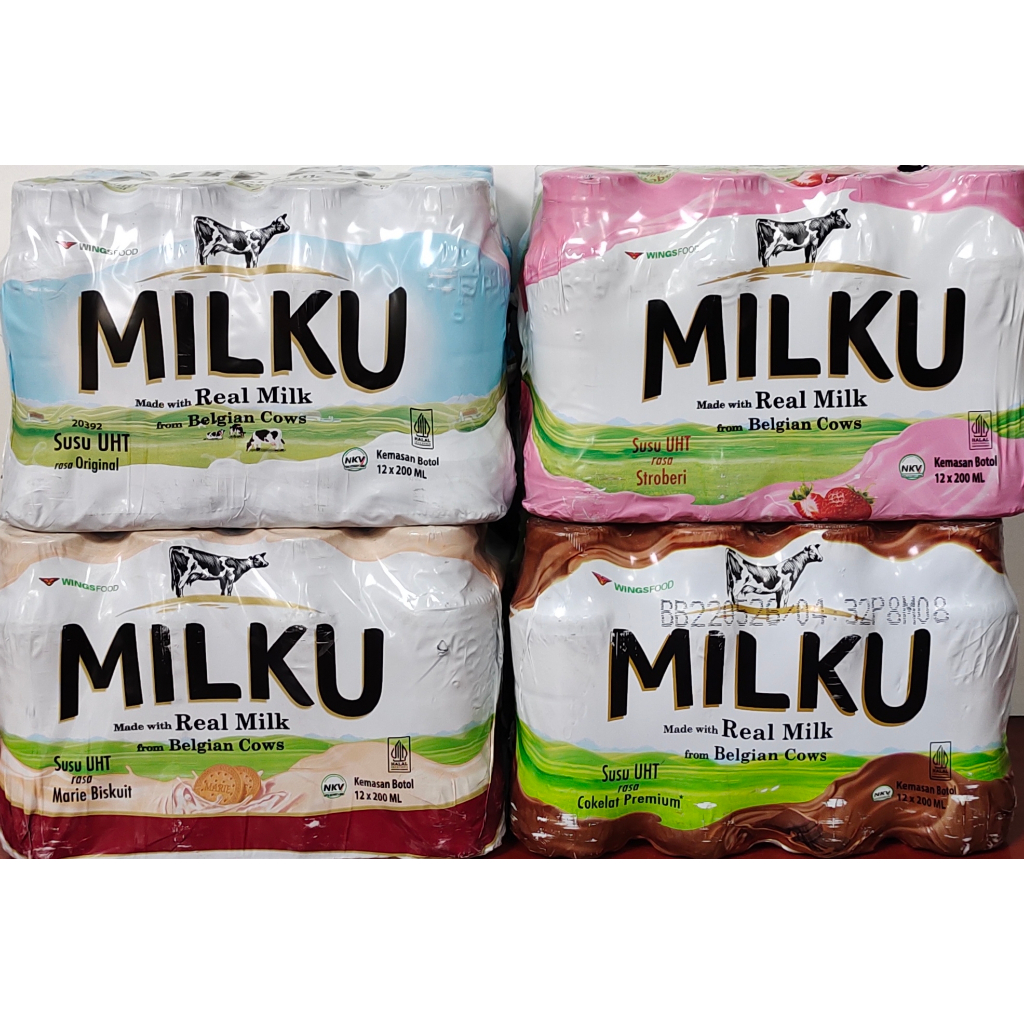 Susu UHT Milku 1 Dus Isi 12 Pcs @200ml - Harga Sudah Include Pengaman Kardus