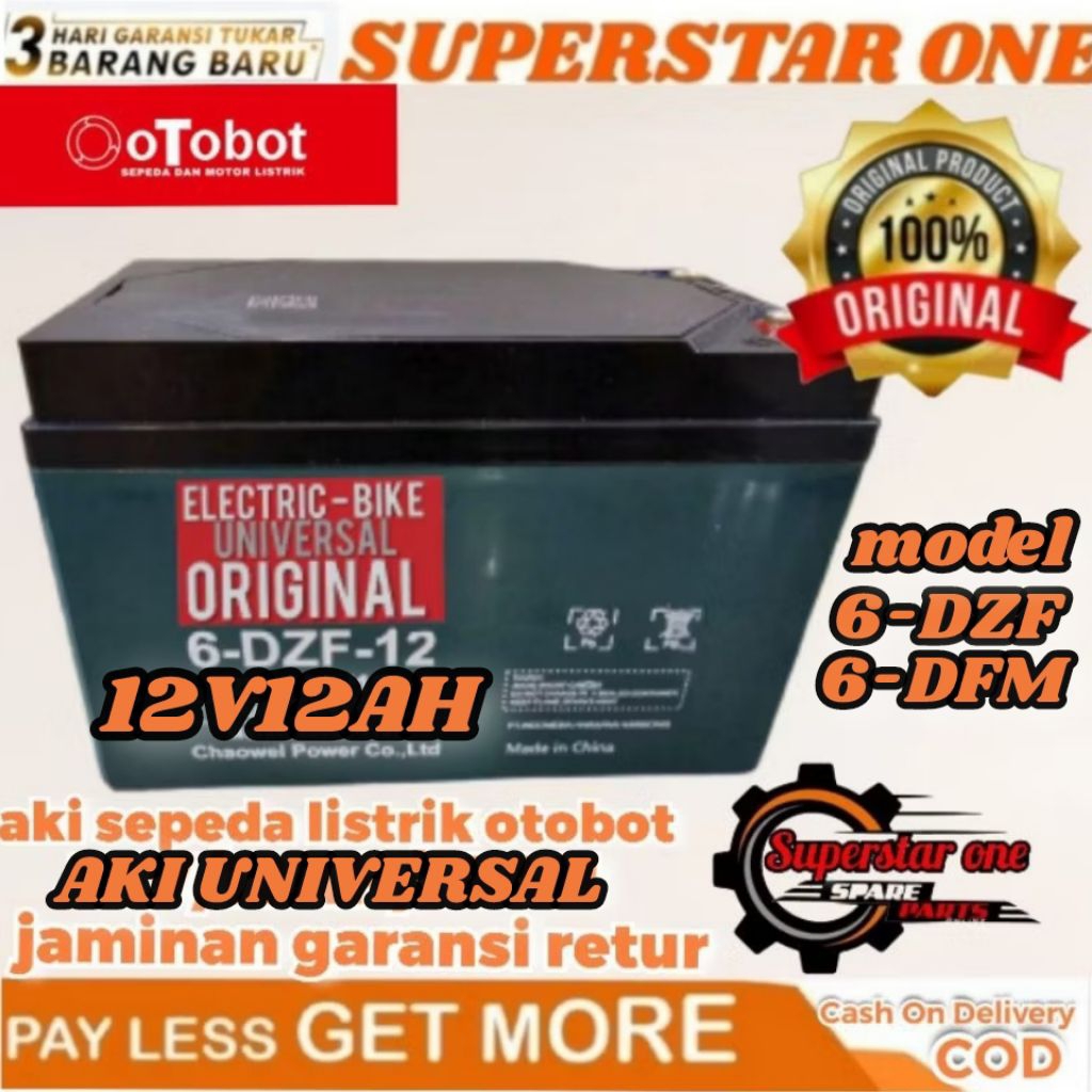 Aki sepeda listrik OTOBOT 12V/12AH AKI SEPEDA LISTRIK ORIGINAL