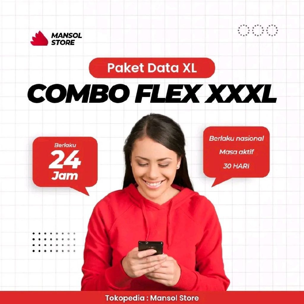 Voucher paket data xl combo flex XXXL / kuota internet xl