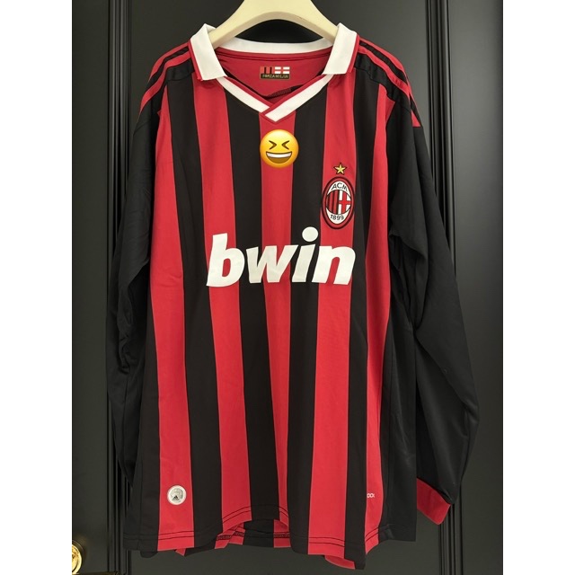 Jersey Bola AC Milan Home Retro 2009/2010 Klasik Lengan Panjang Premium