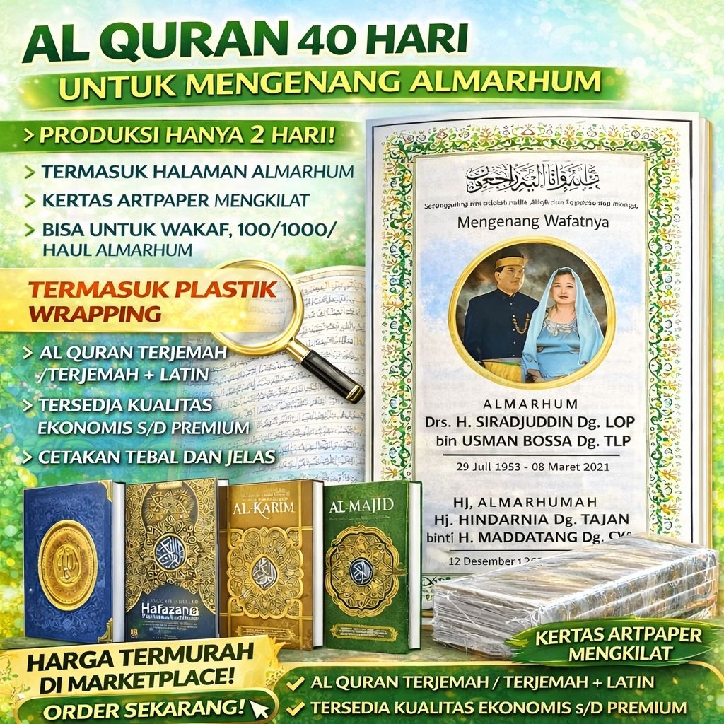 Alquran 40 Harian Untuk Almarhum Terjemah Latin Ukuran A5 Murah – Pengganti Yasin 40 hari/100 hari/h